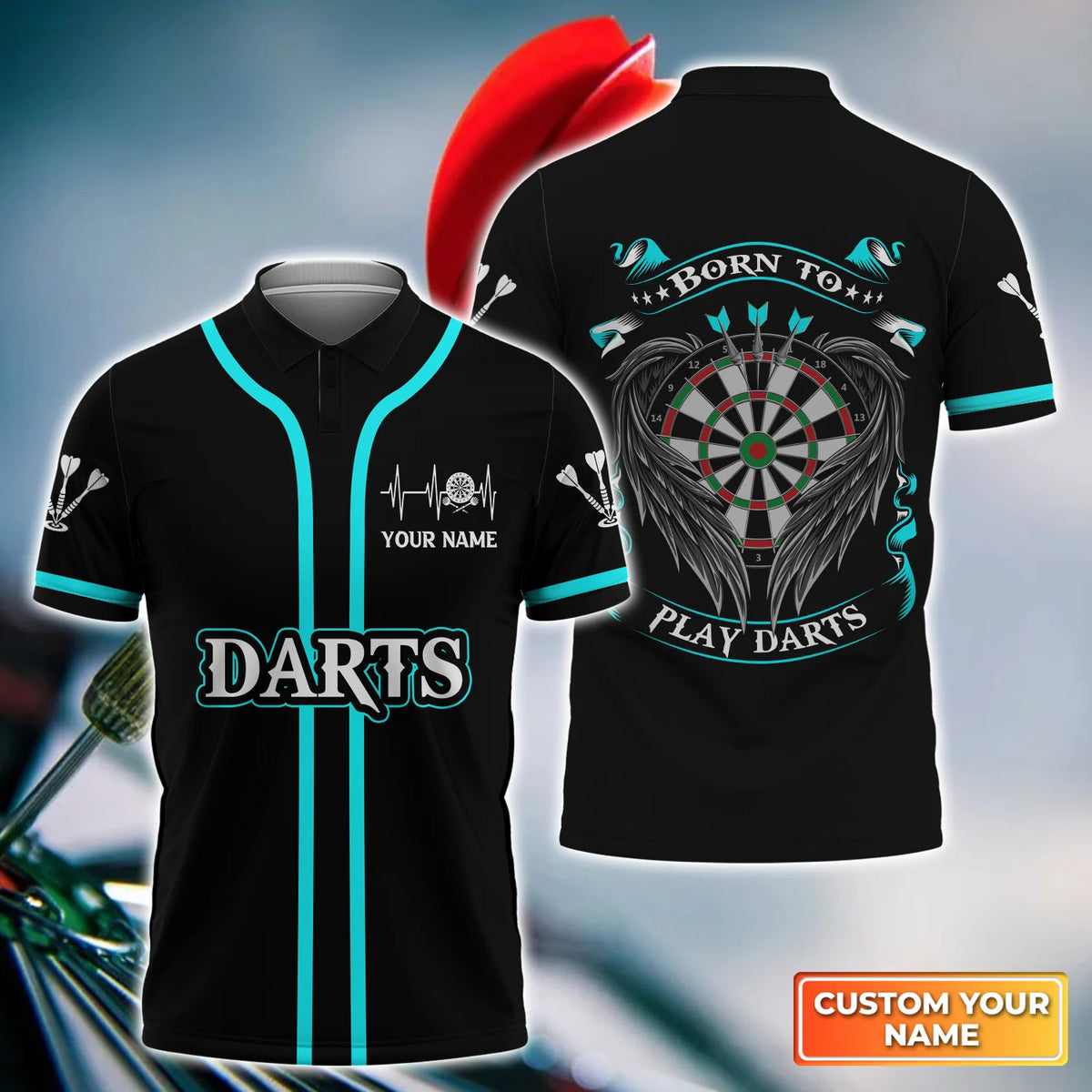 Born To Play Darts Personalized Name 3D Polo Shirt For Darts Player Tad ORN0289