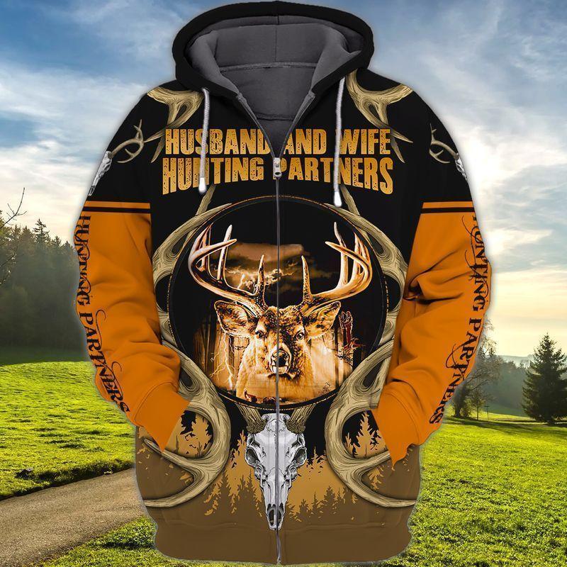 Husband And Wife Hunting 3D Zipper Hoodie HNT0039