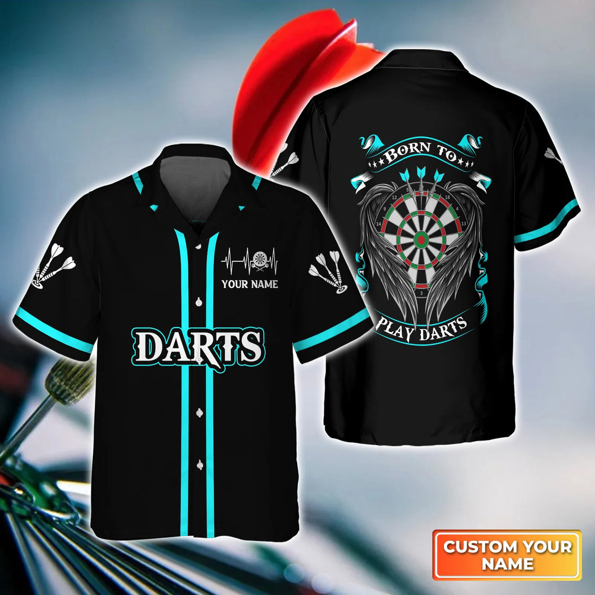 Born To Play Darts Personalized Name 3D Hawaiian Shirt For Darts Player Tad ORN0272