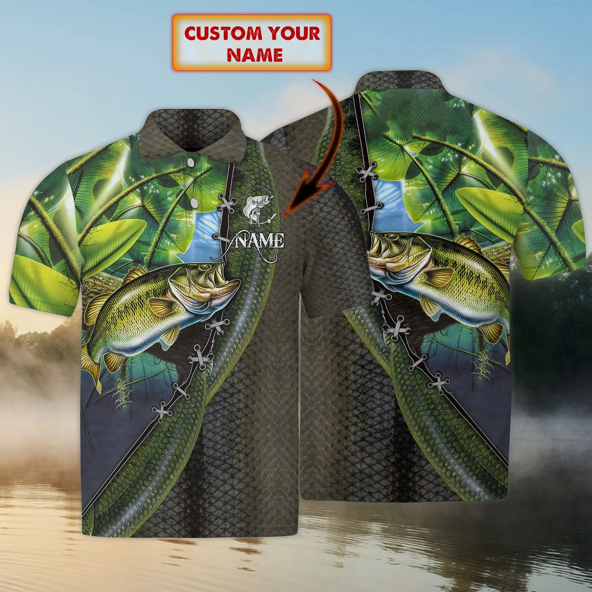 Bass Fishing 02 - Personalized Name 3D Polo Shirt - 194 FISH0258