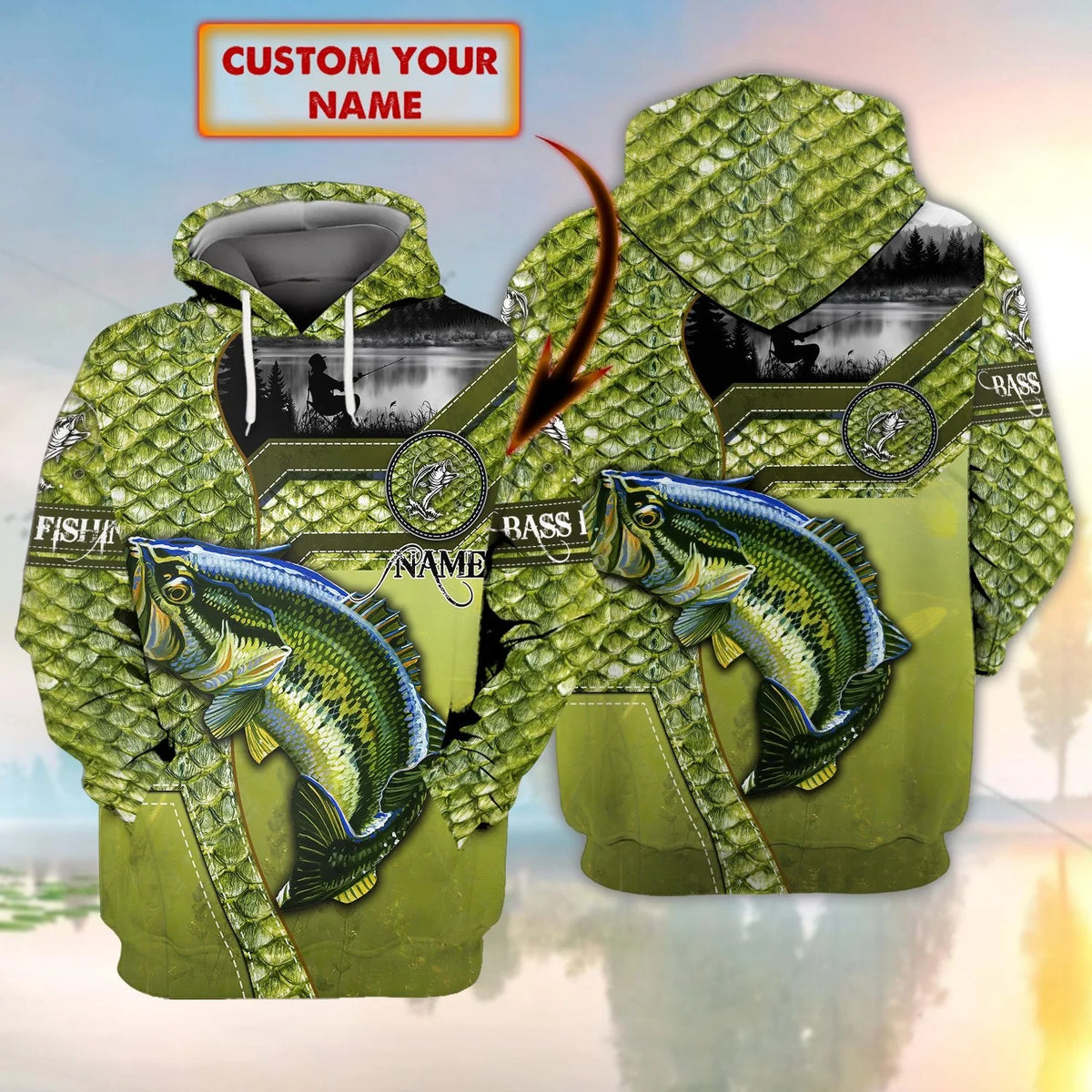 Bass Fishing 01 - Personalized Name 3D Hoodie - 173 FISH0088