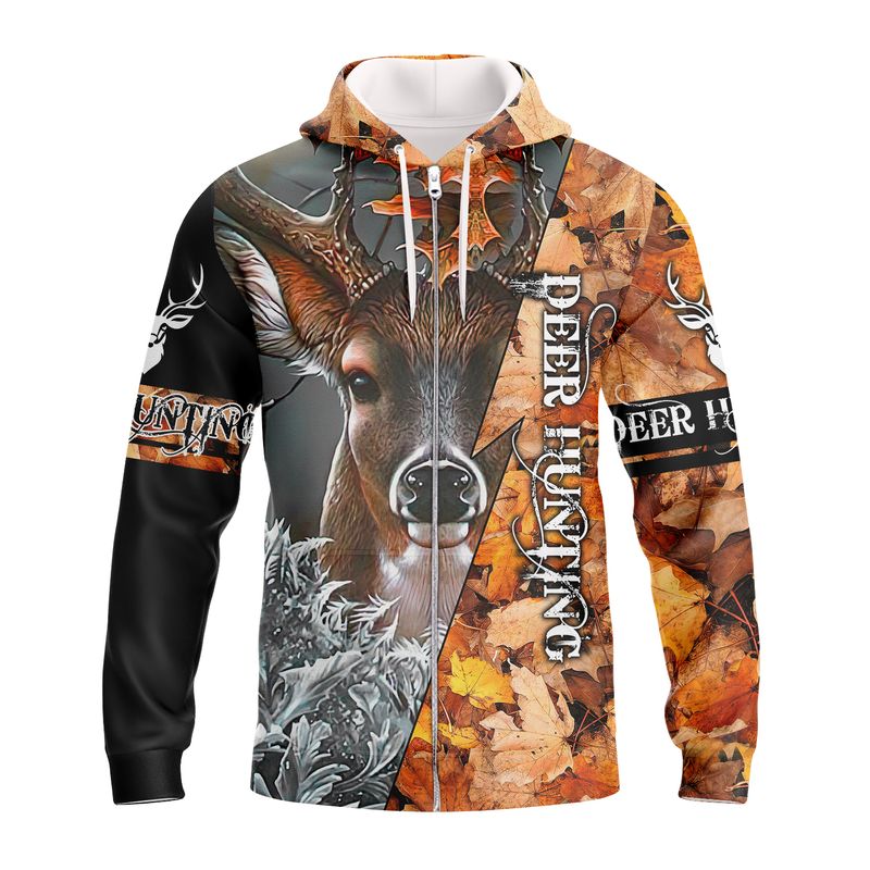 Zipper Hoodie Deer Hunting Maples Camouflage - Hdmt ORN0106