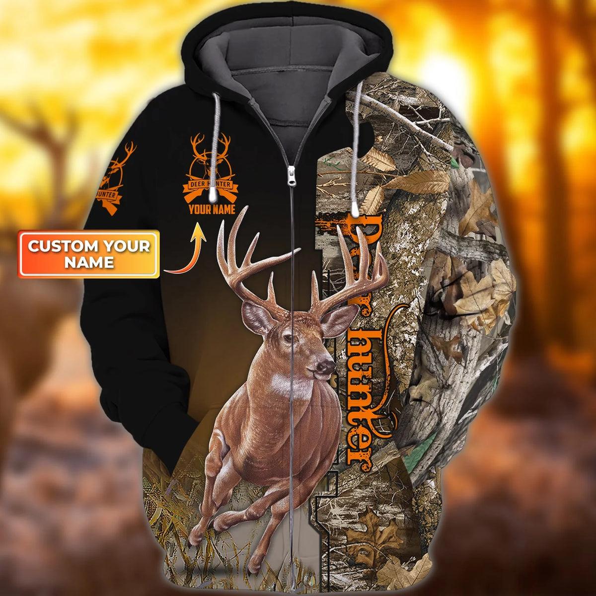 Deer Hunting - Personalized Name 3D Zipper Hoodie 17 - HN95 HNT0085