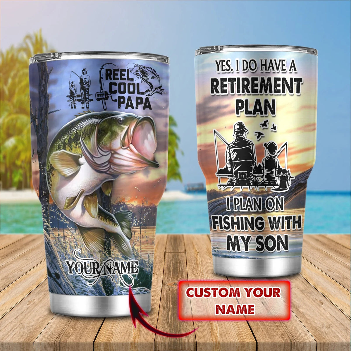 Reel Cool Papa- Custom Tumbler - Loop - T2k-219 FISH0286
