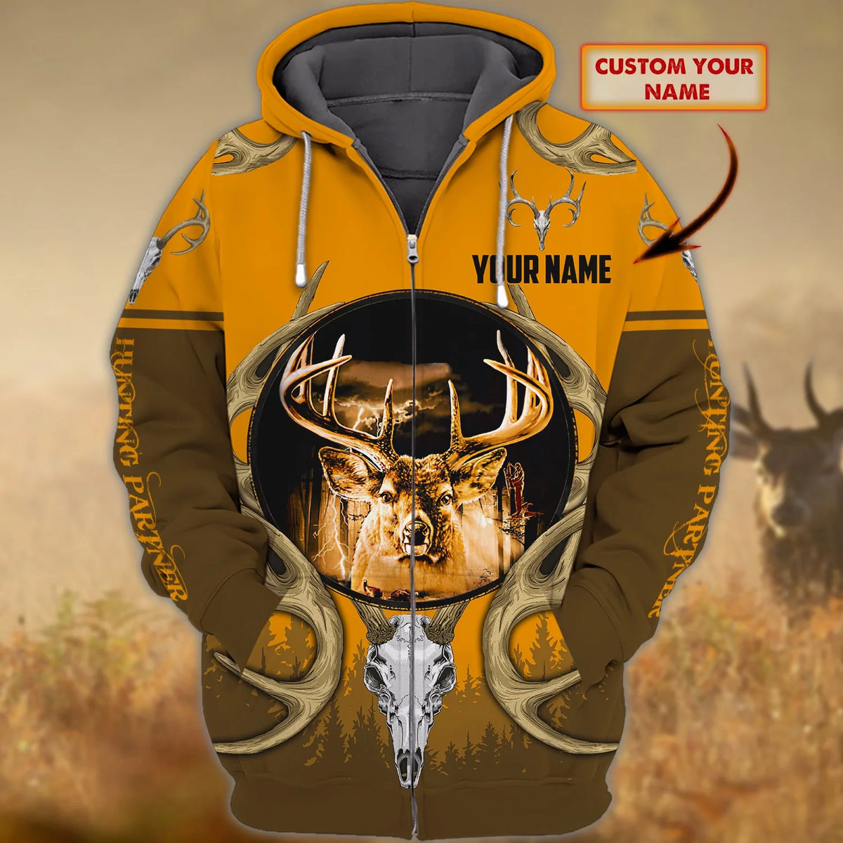 Hunting - Personalized Name 3D Zipper Hoodie - Dah 88 HNT0007