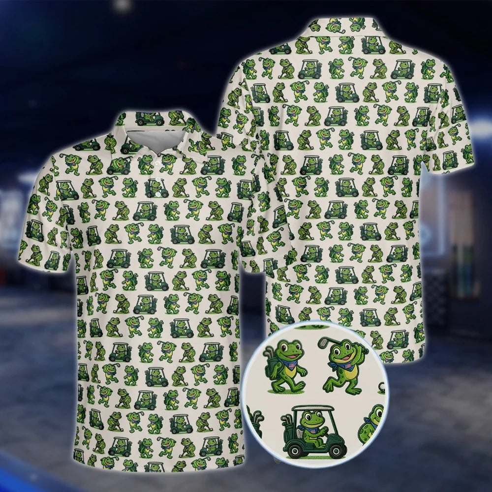 Funny Frog Golf Polo Shirts For Men, Frog Lover Golf Shirts GOF0233