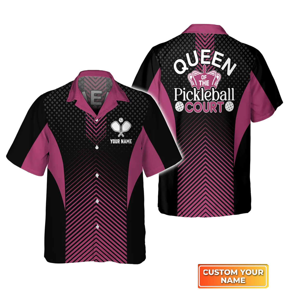 Queen Of The Pickleball Court Personalized Name 3D Hawaiian Shirt QB95 Gift For Pickleball Player PKL0024