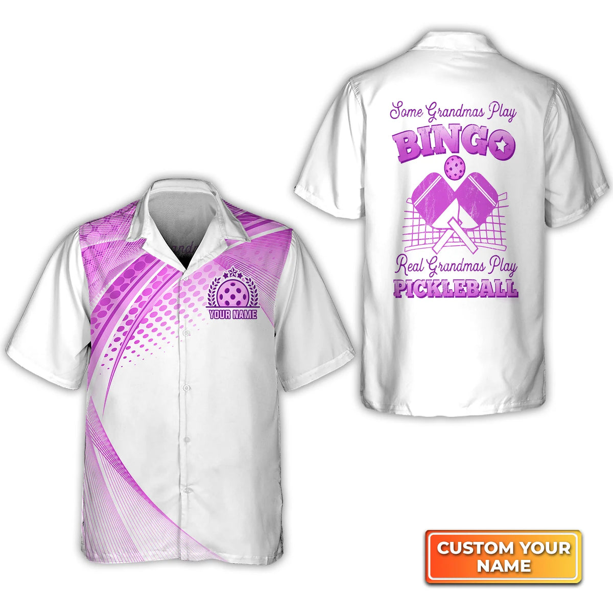 Some Grandmas Play Bingo Real Grandmas Play Pickleball Personalized Name 3D Hawaiian Shirt QB95 Gift For Pickleball Player PKL0136