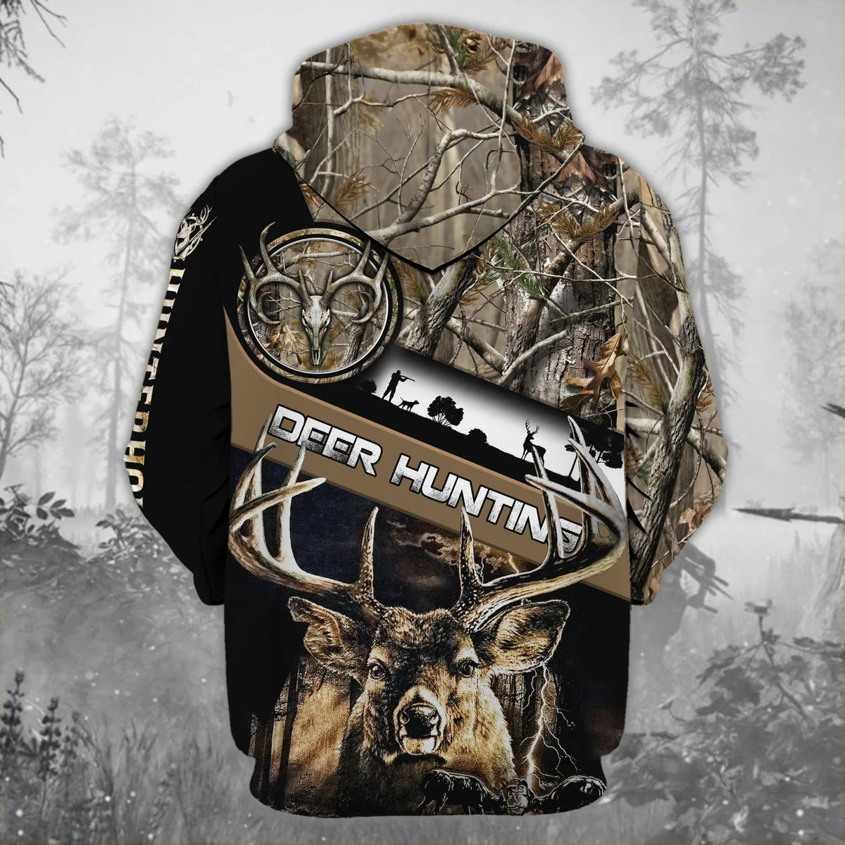 Deer Hunting Personalized Name 3D Zipper Hoodie 154, Nvc97 HNT0074