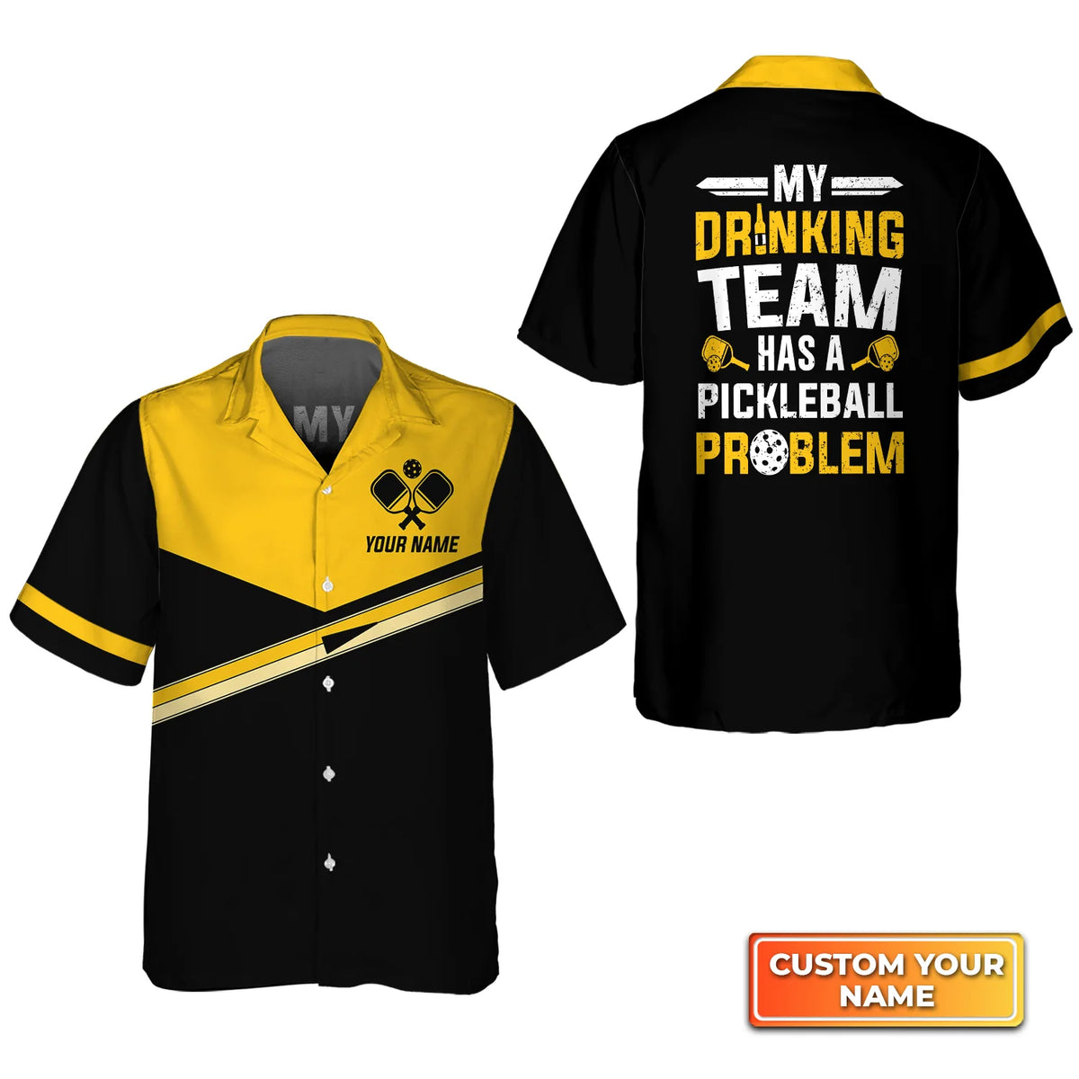 My Drinking Team Has A Pickleball Problem Personalized Name 3D Hawaiian Shirt QB95 Gift For Pickleball Player PKL0125
