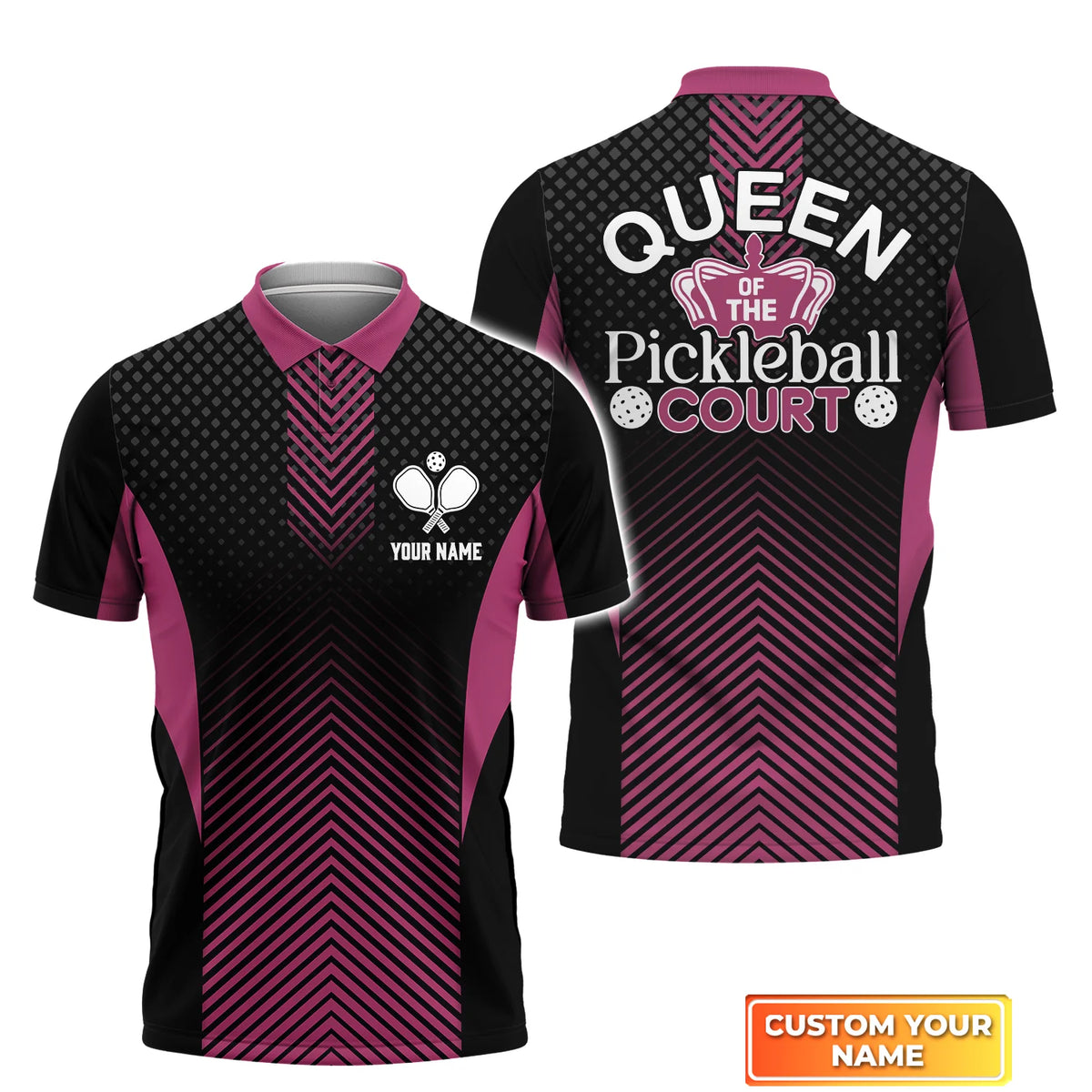 Queen Of The Pickleball Court Personalized Name 3D Polo Shirt QB95 Gift For Pickleball Player PKL0102