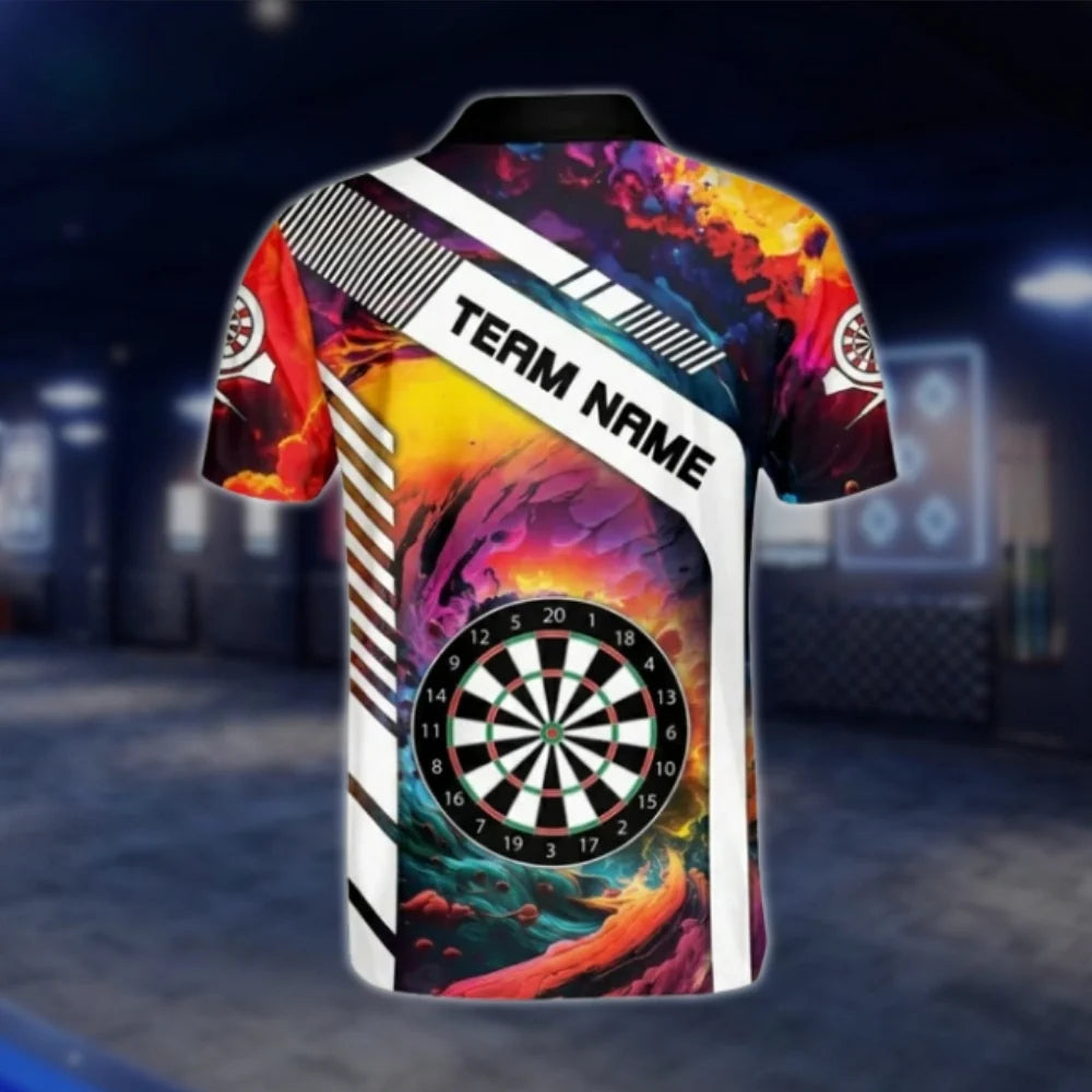 Custom Colorful Wave Dart Men's Polo Shirt, Custom Team Dart Shirts DAT0467