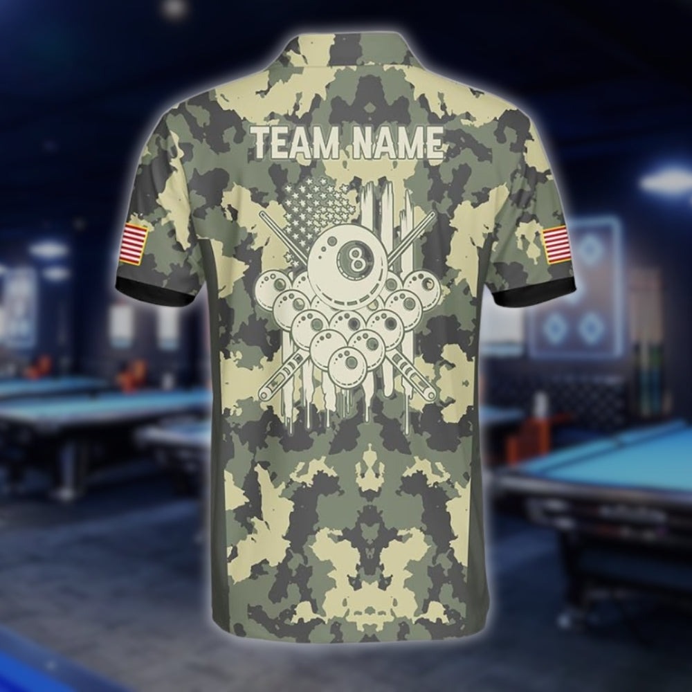 Custom Camouflage Billiard Jersey For Mens, Custom Camo Billiard Team Shirts BLD0098