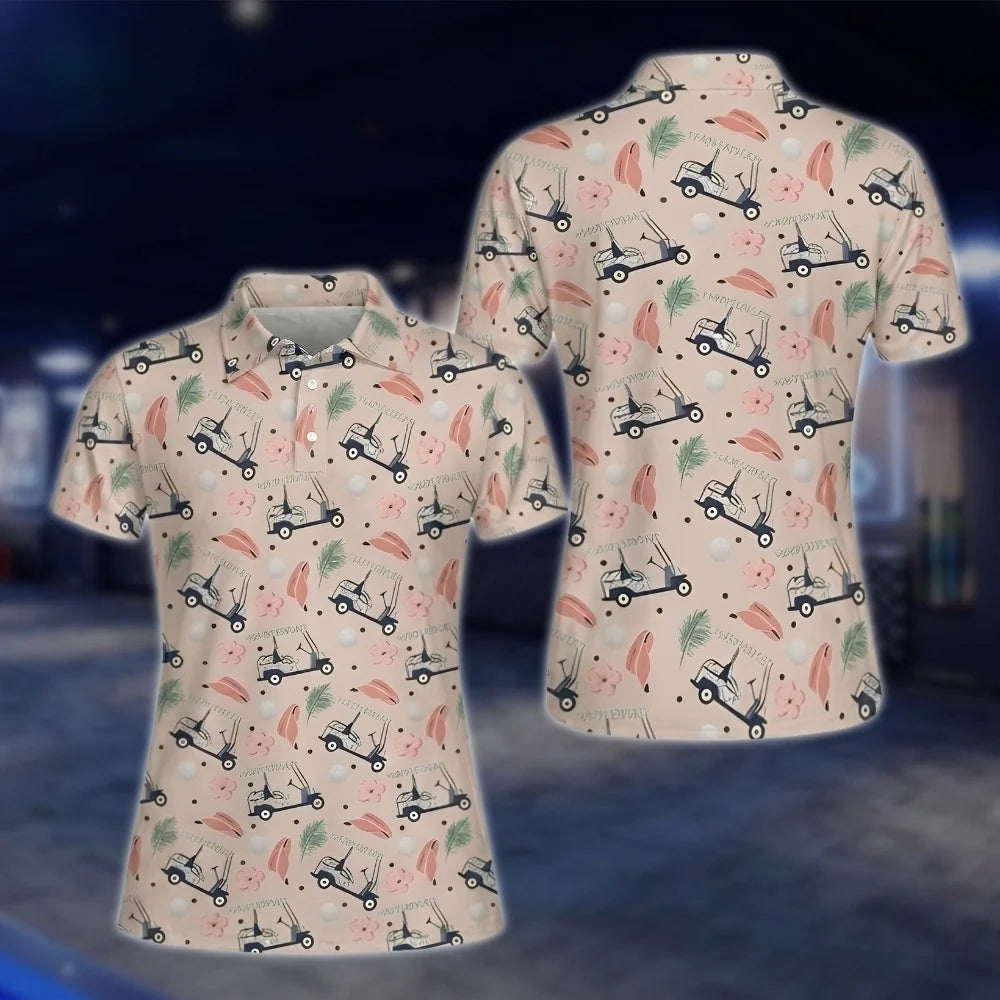 Tropical Golf Cart Matching His And Heer Golf Polo Shirt, Tropical Couple Golf Shirt GOF0117