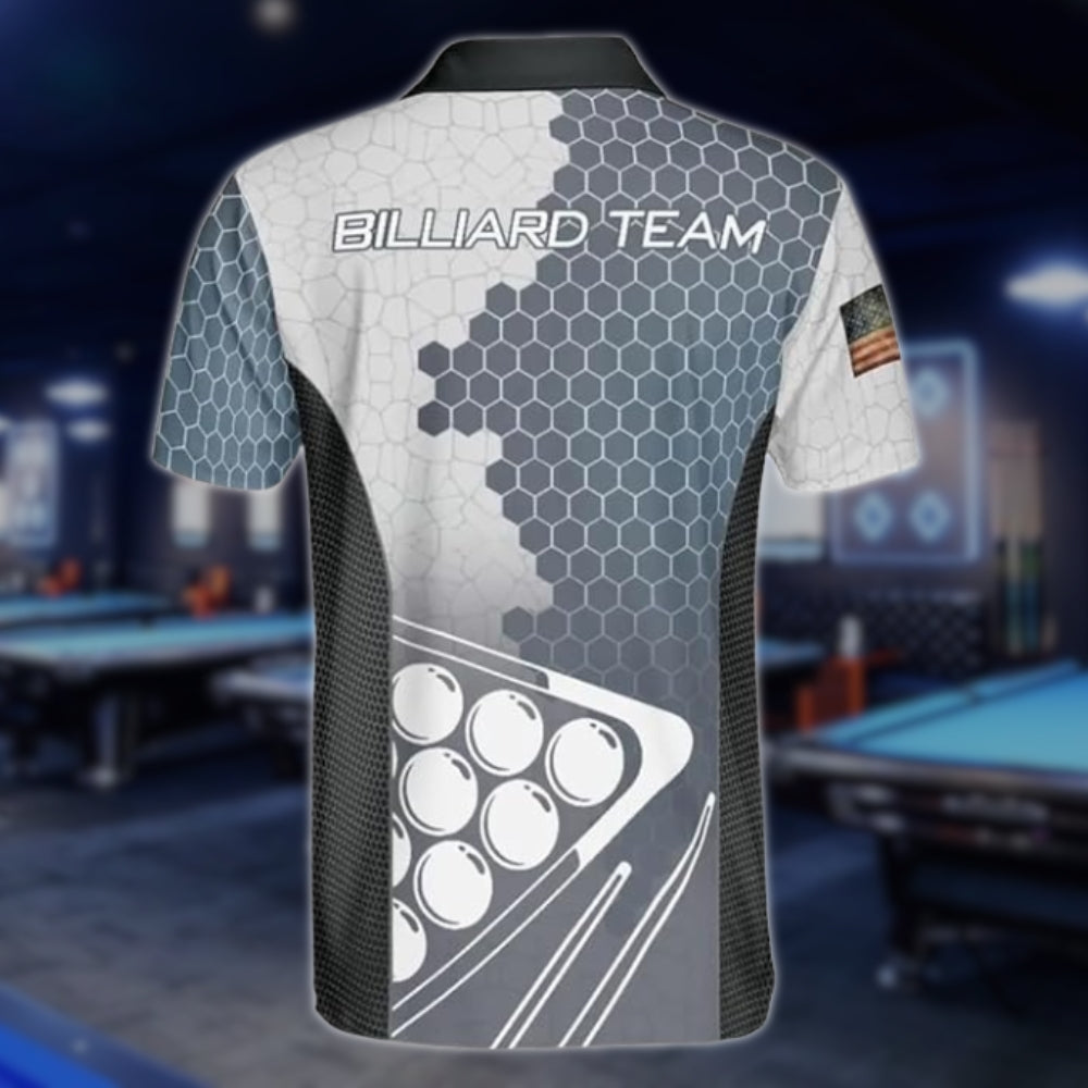 Custom Team Blue And White Billiard Polo Shirts For Mens, Custom Billiard Shirts BLD0129