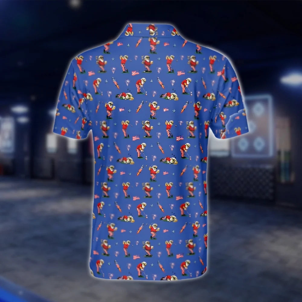 Beer And Old Man Blue Golf Polo Shirt For Men, Beer Golf Shirts GOF0095