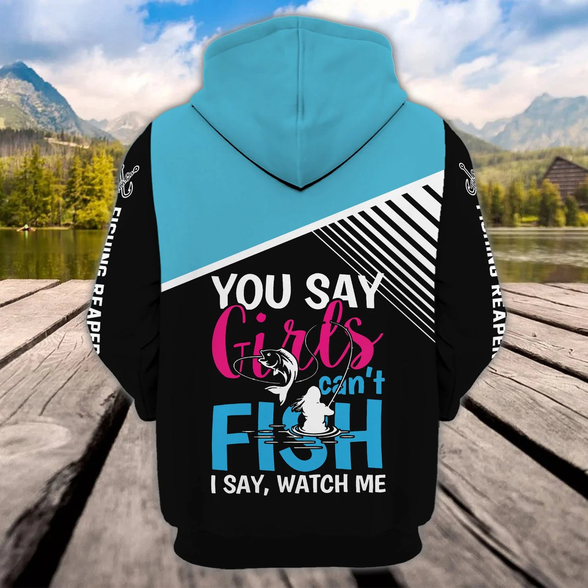 Fishing Girl - Personalized Name 3D Hoodie - Dah 56 FISH0243