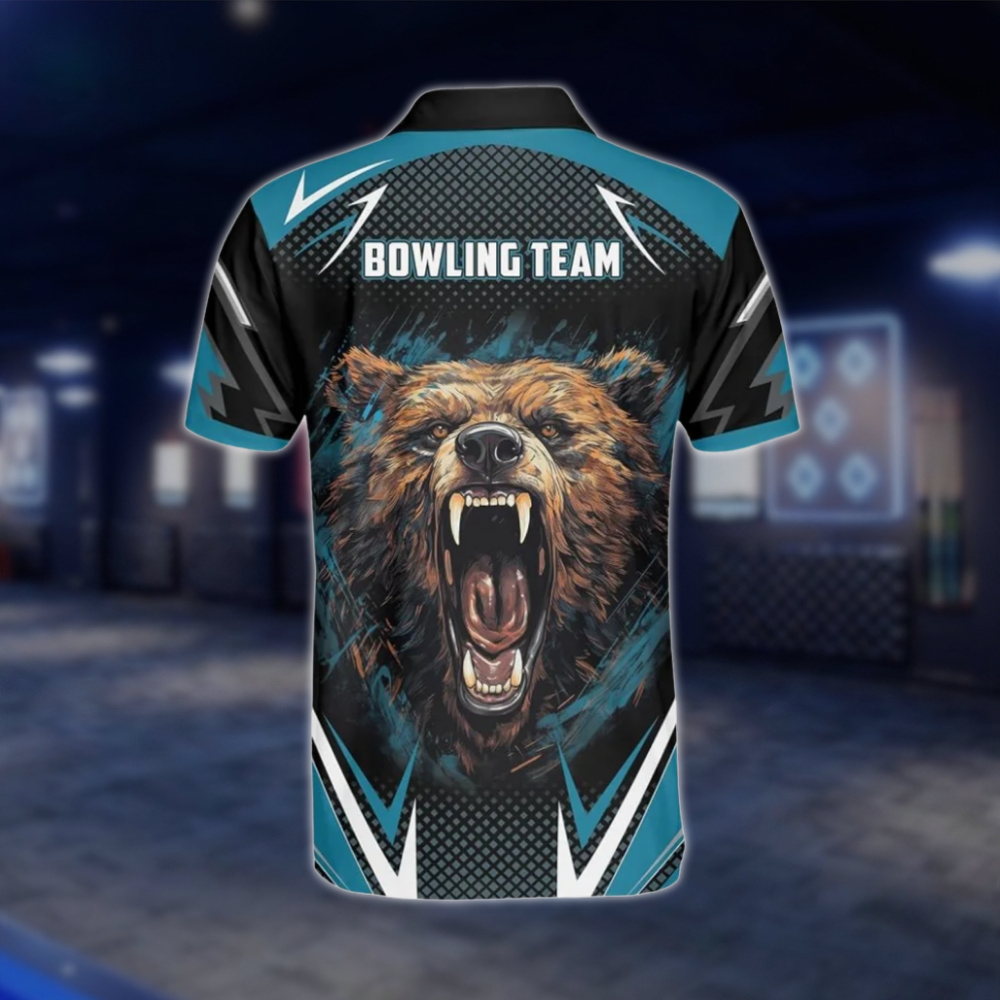 Personalized Angry Bear Bowling Polo Shirt For Men, Custom Bear Bowling Shirt Team BZ0786 BOW0121