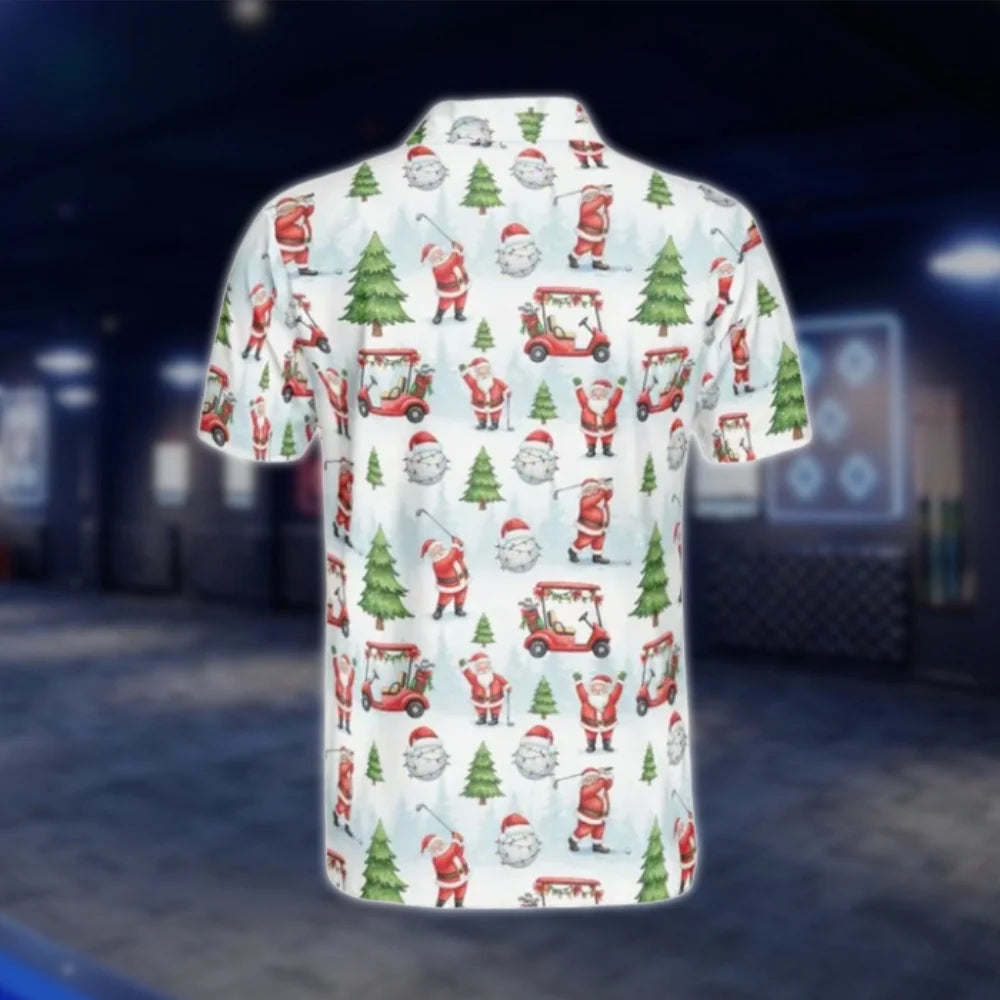 Mens Funny Santa Christmas Golf Polo Shirts, Christmas Golf Shirts GOF0256