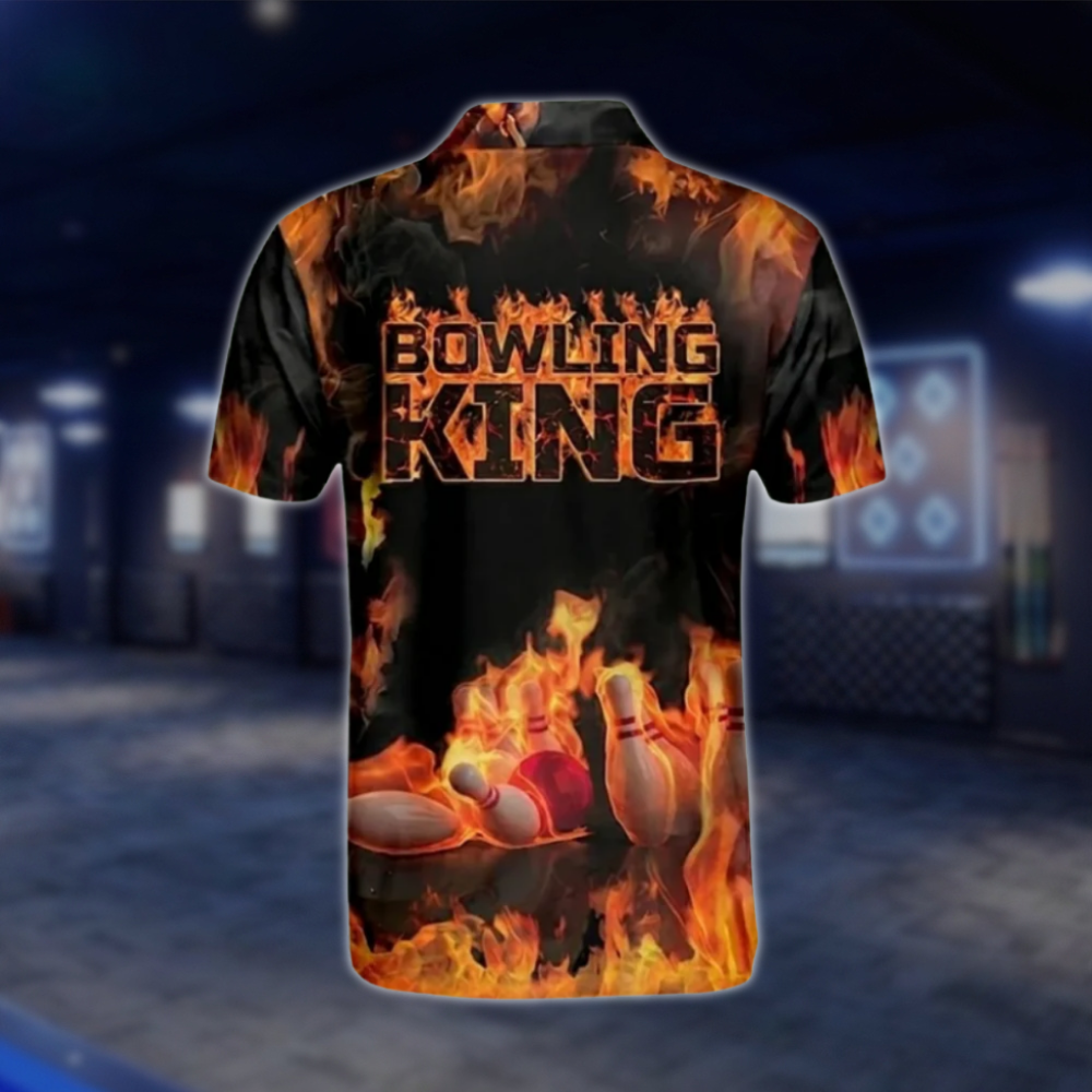 Personalised Mens Bowling King Flame Polo Shirts, Custom Flame Bowling Shirts BM0294 BOW0480