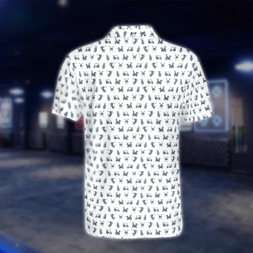 Dachshund Men's White Blue Golf Polo Shirt, Dachshund Dog Lover Golf Shirt GOF0094