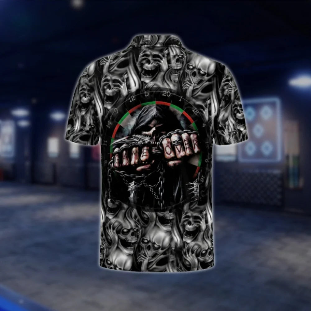 Custom Skeleton Gothic Dart Mens Polo Shirt, Custom Skull Black Dart Team Shirts DAT0259