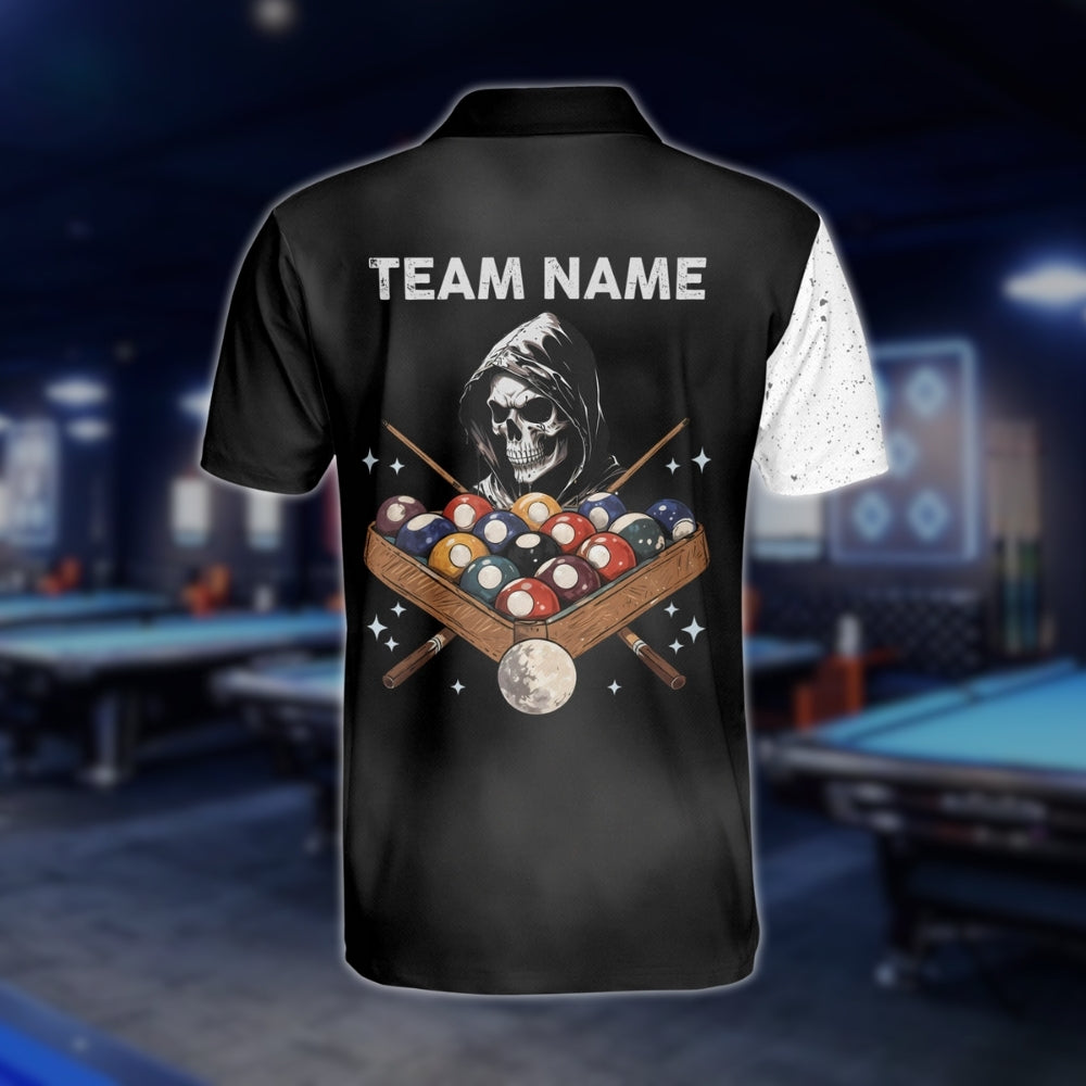 Custom Skull Billiard Polo Shirt For Mens, Custom Skull Patriotic Pool Team Shirts BLD0230