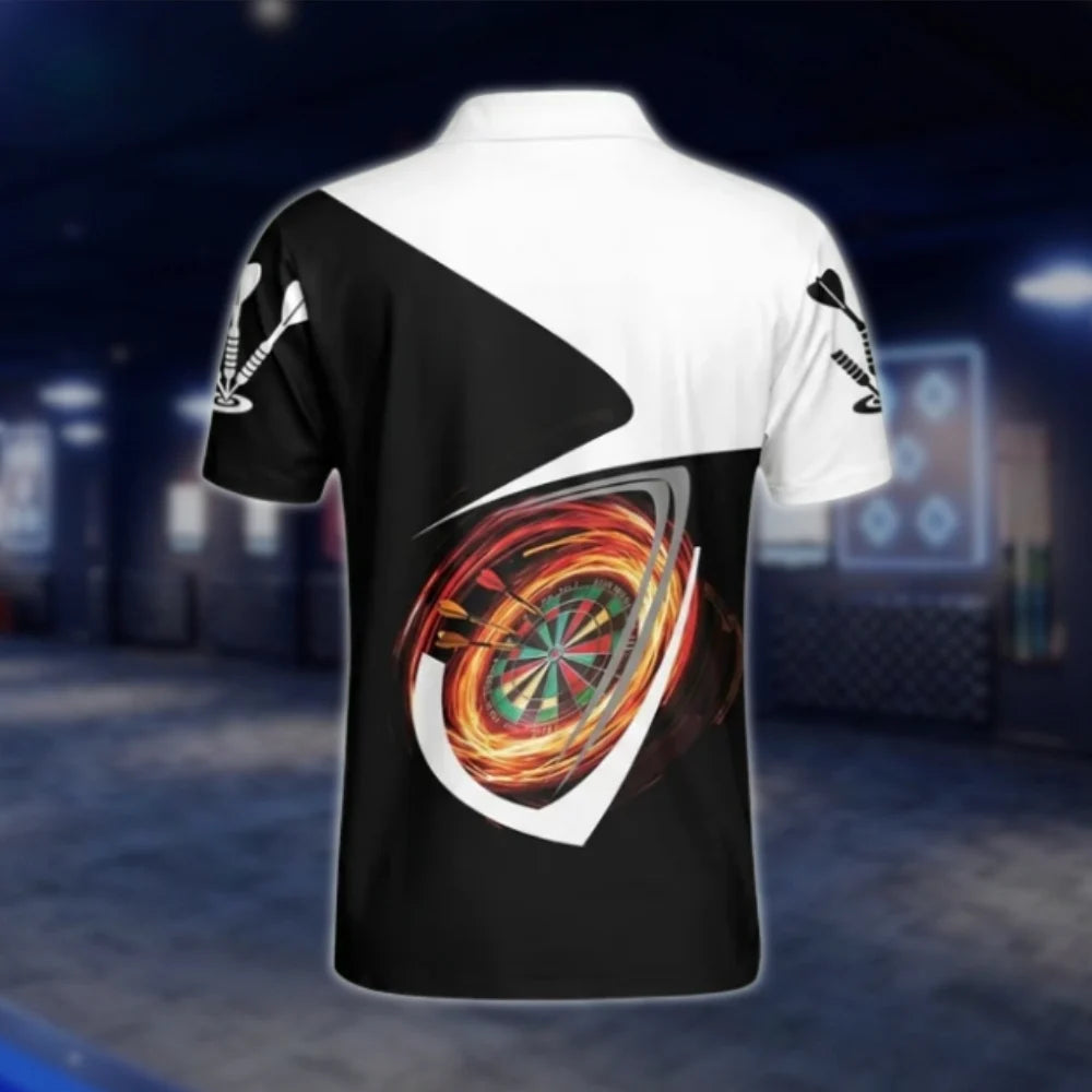 Custom Name Black And White Dart Polo Shirt For Men, Custom Dart Shirts DAT0404