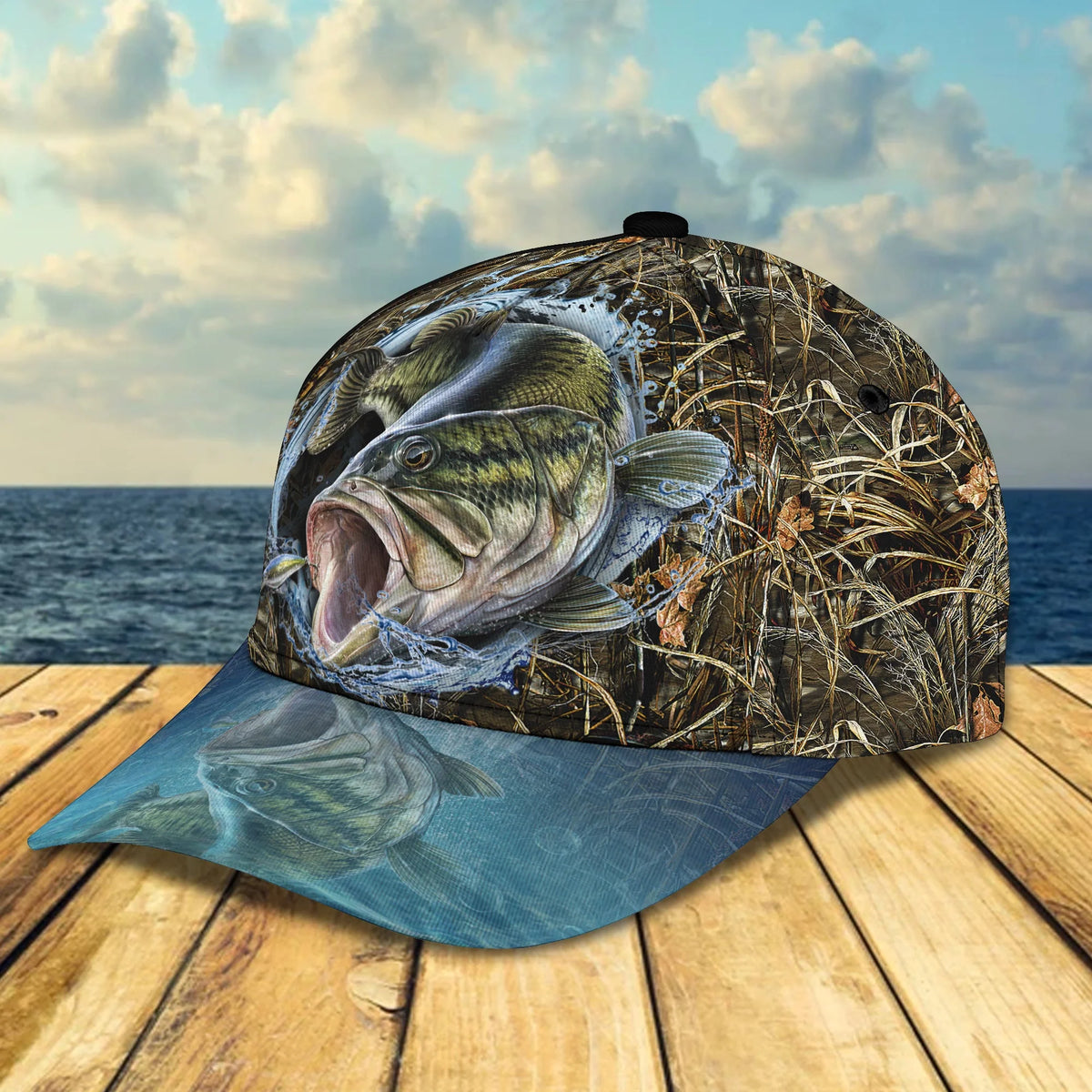 Bass Fishing 2 - Personalized Name Cap FISH0221