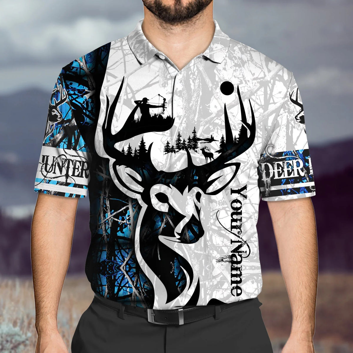 Deer Hunter - Personalized Name 3D Polo Shirt - Loop-Lnp-02 HNT0205