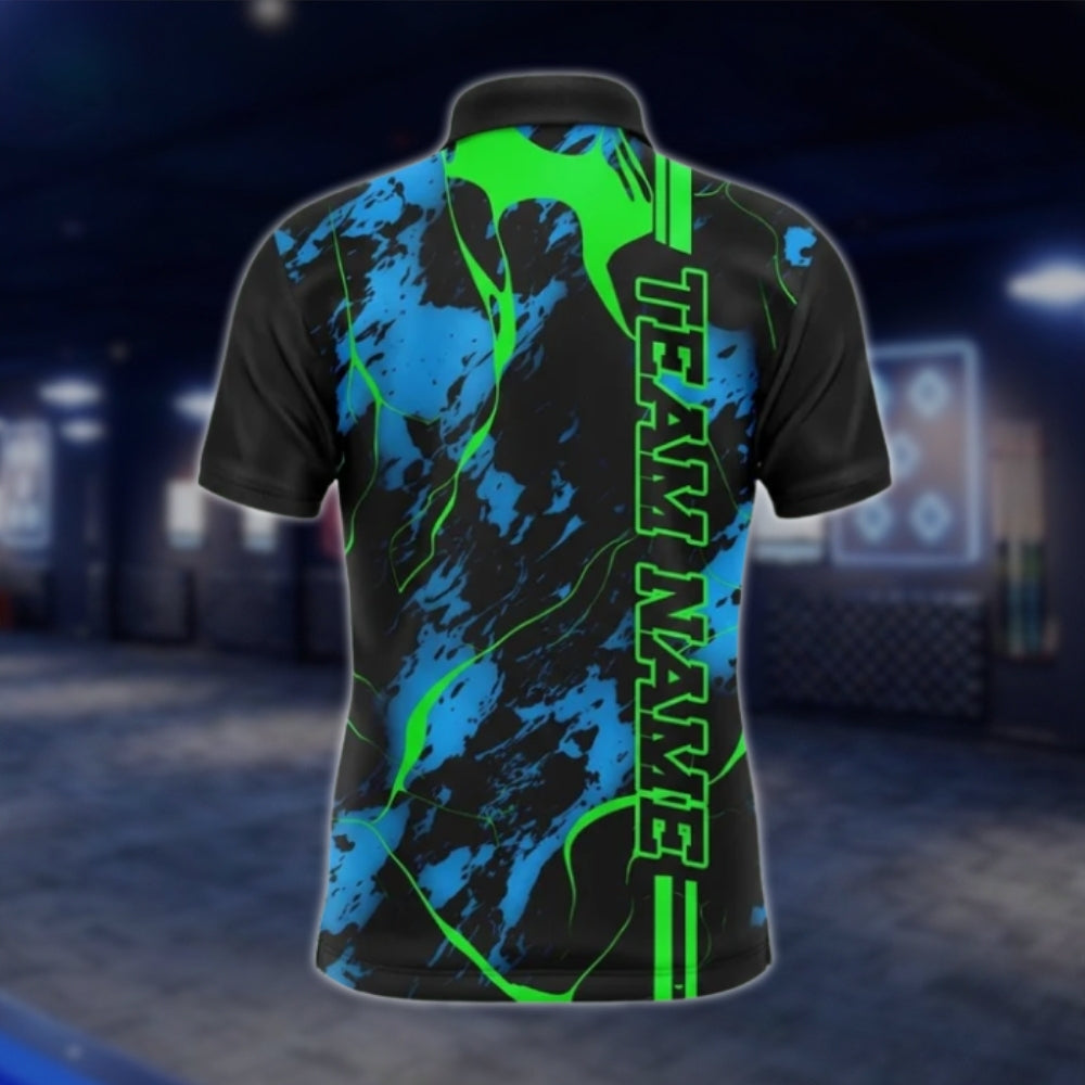 Custom Team Cyan Green Bowling Polo Shirt For Mens, Custom Bowling Team Shirts BO0203 BOW0390
