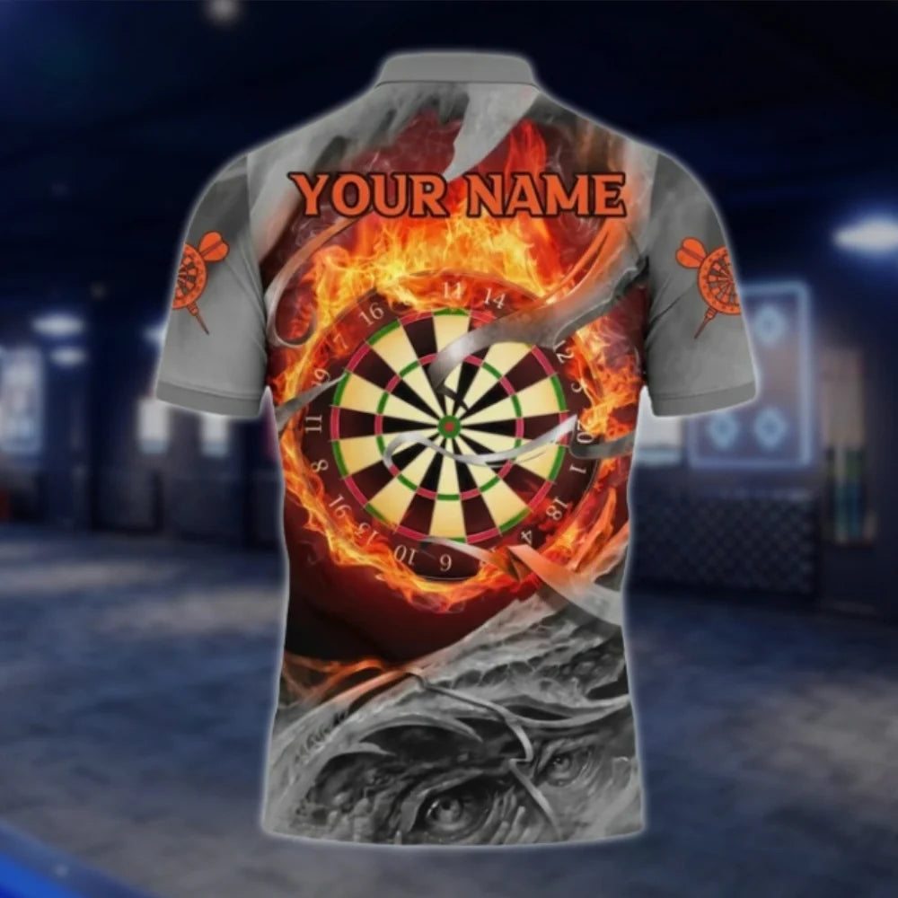 Personalized Eagle Flame Dart Mens Polo Shirt, Custom Eagle Dart Team Shirts DAT0299