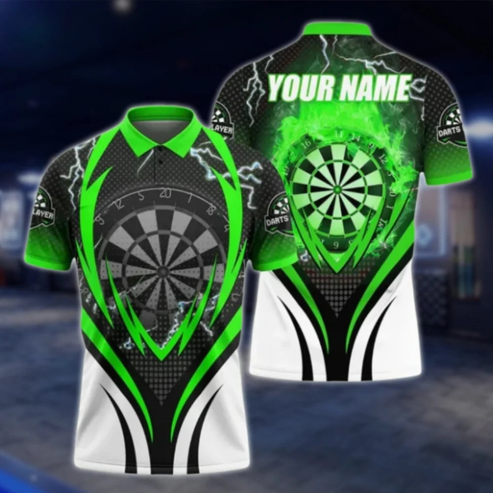 Custom Dartboard Fire Men's Dart Polo Shirt, Custom Name Dart Shirts DAT0394