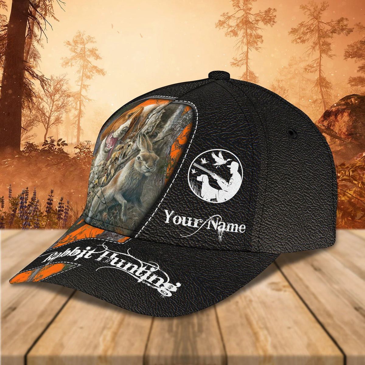 Beagle Hunting - Personalized Name Cap 01 - (Text Orange) HNT0250