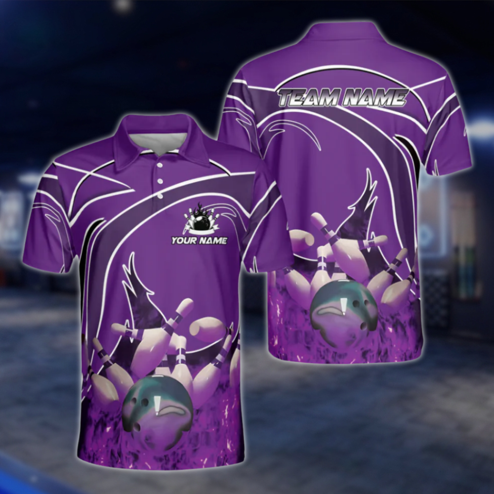 Custom Flame Men's Red Bowling Polo Shirts, Custom Flame Bowling Shirt For Team BM0318 BOW0429