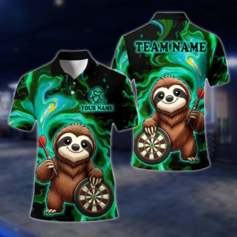 Custom Funny Sloth Darts Men's Polo Shirt, Custom Sloth Dart Team Shirt DAT0433