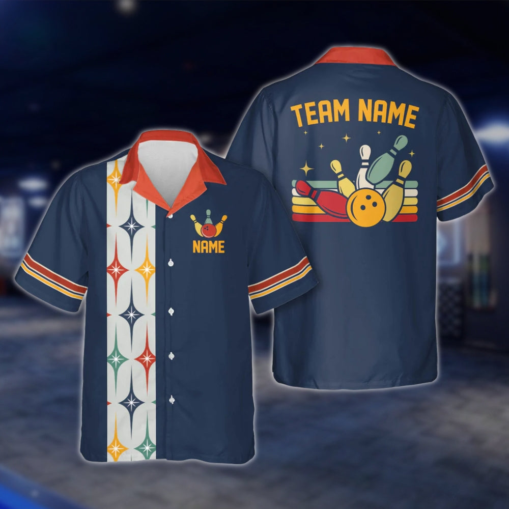 Custom Starburst Retro Bowling Hawaiian Shirt For Men Women, Custom Retro Bowling Team Shirts BE0014 BOW0348
