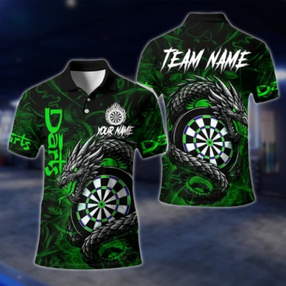 Custom Dragon Red Dart Polo Shirt Mens, Custom Team Dragon Darts Shirt DAT0414