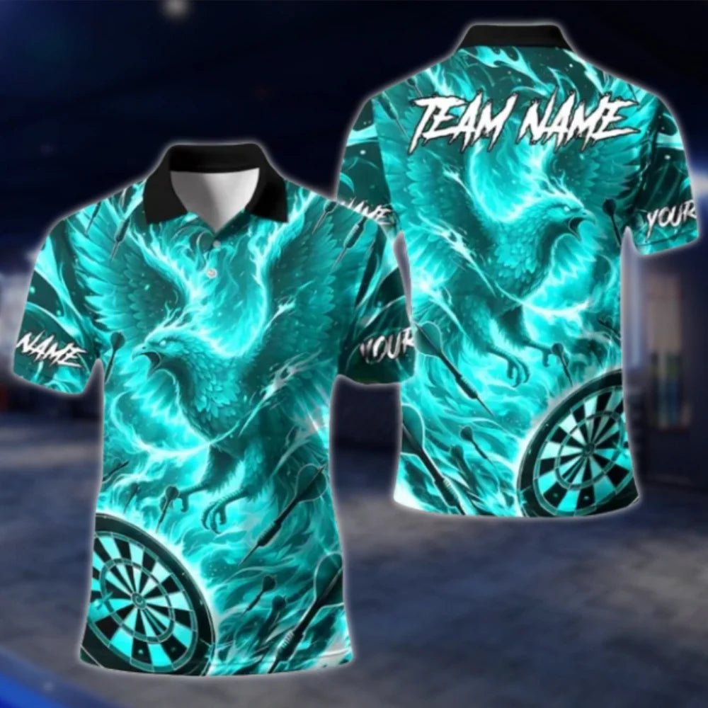 Custom Phoenix Flaming Darts Polo Shirt For Men, Custom Phoenix Dart Team Shirts DAT0368