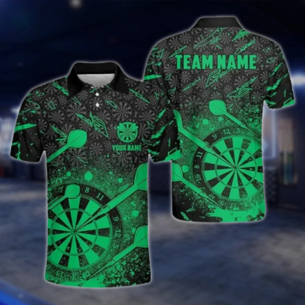 Custom Team Red Black Men's Dart Polo Shirt, Custom Dart Team Shirts DAT0402