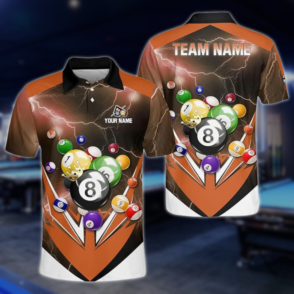Custom Green Thunder Billiard Men Polo Shirt, Custom Pool Billiard Team Shirts BLD0223