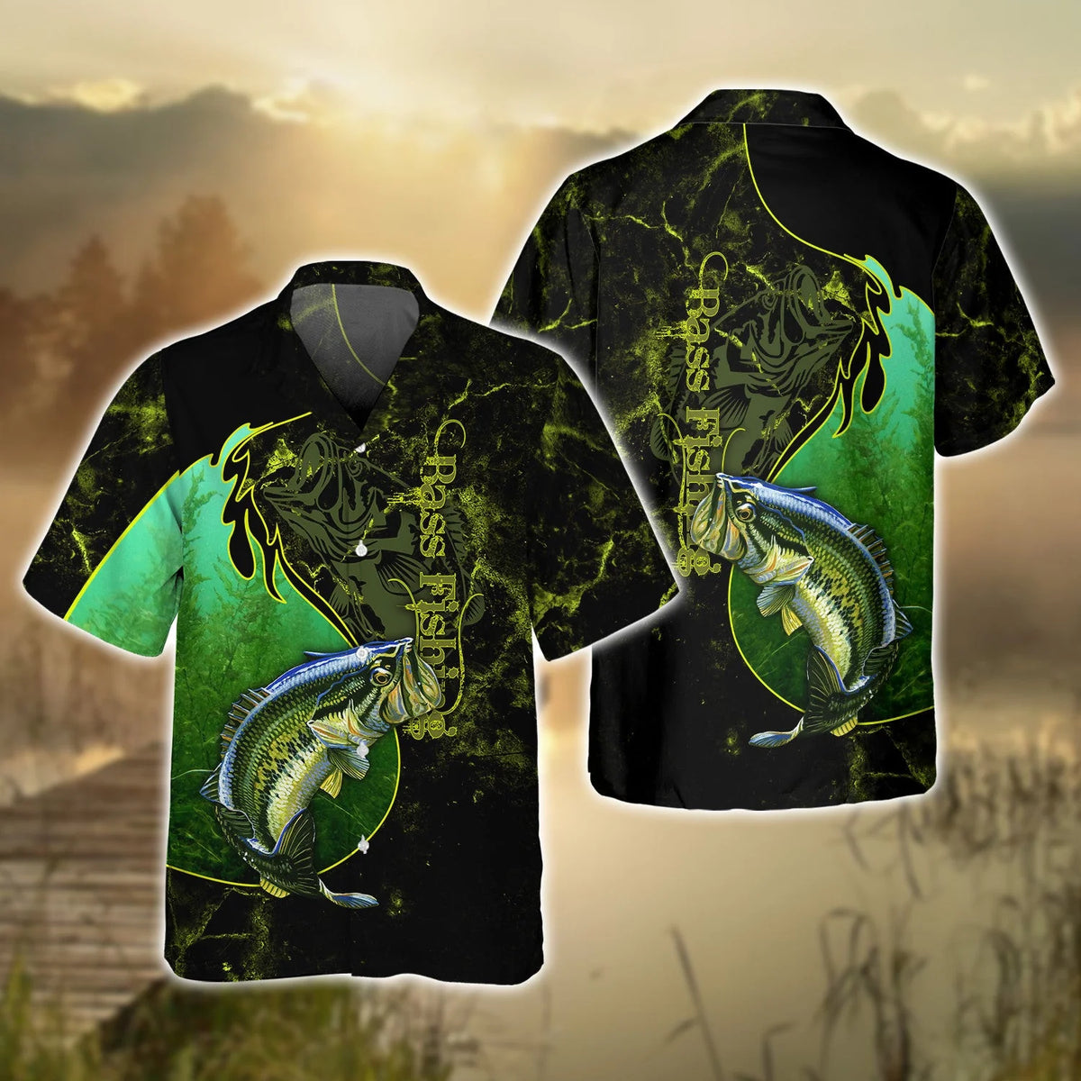 Bass Fishing Underwater Yinyang Camo 3D Print Shirts FISH0067