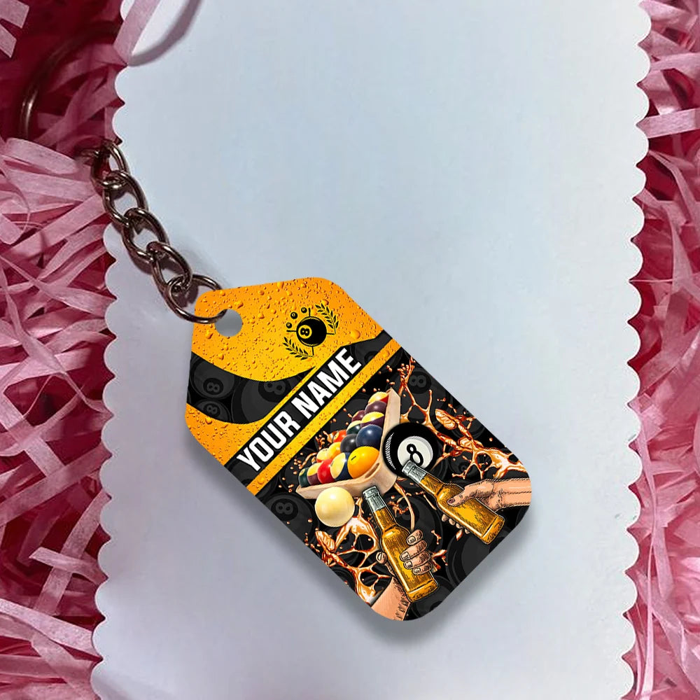 Pool And Beer That's Why I Am Here Personalized Name Keychain Gift For Billiard Players ORN0171