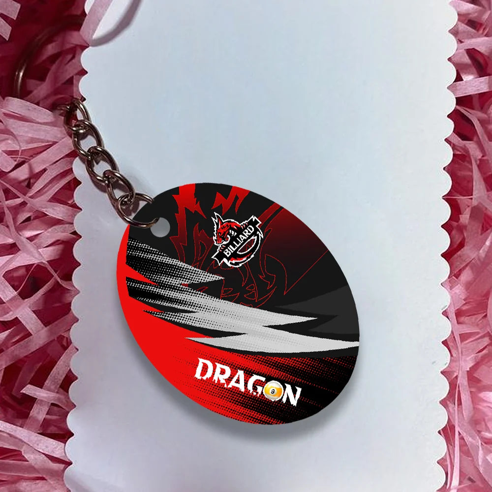 Dragon Team Billiard Pool 9 Ball On Fire Personalized Name 3D Keychain Gift For Billiard Players ORN0186