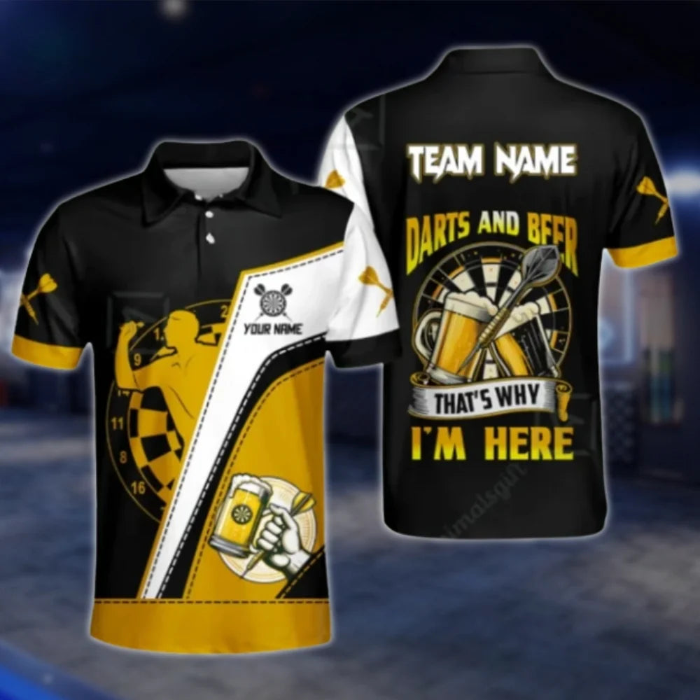 Custom Darts And Beer That's Why I'm Here Custom Mens Funny Dart Polo Shirt, Custom Beer Darts Shirt For Team DAT0236