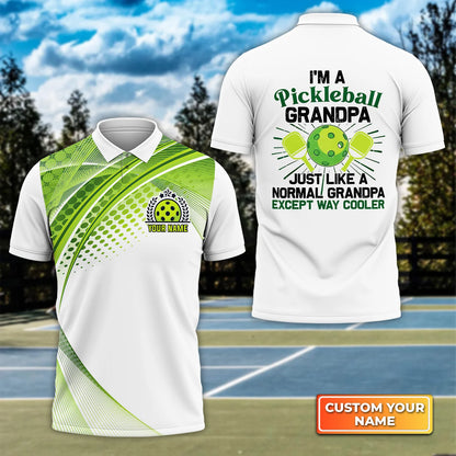 Pickleball Grandpa Like Normal Grandpa Personalized Name 3D Polo Shirt QB95 Gift For Pickleball Player PKL0010