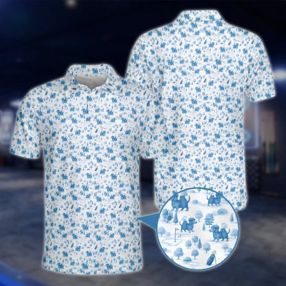 Blue Dachshund Wiener Golf Polo Shirts For Men, Dachshund Dog Golf Shirts GOF0254