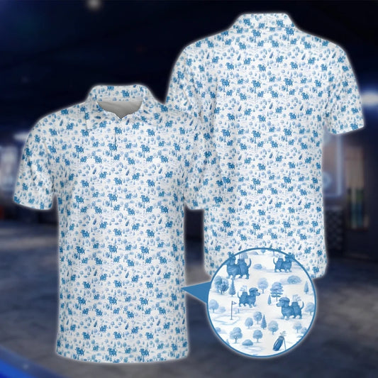 Blue Dachshund Wiener Golf Polo Shirts For Men, Dachshund Dog Golf Shirts GOF0254