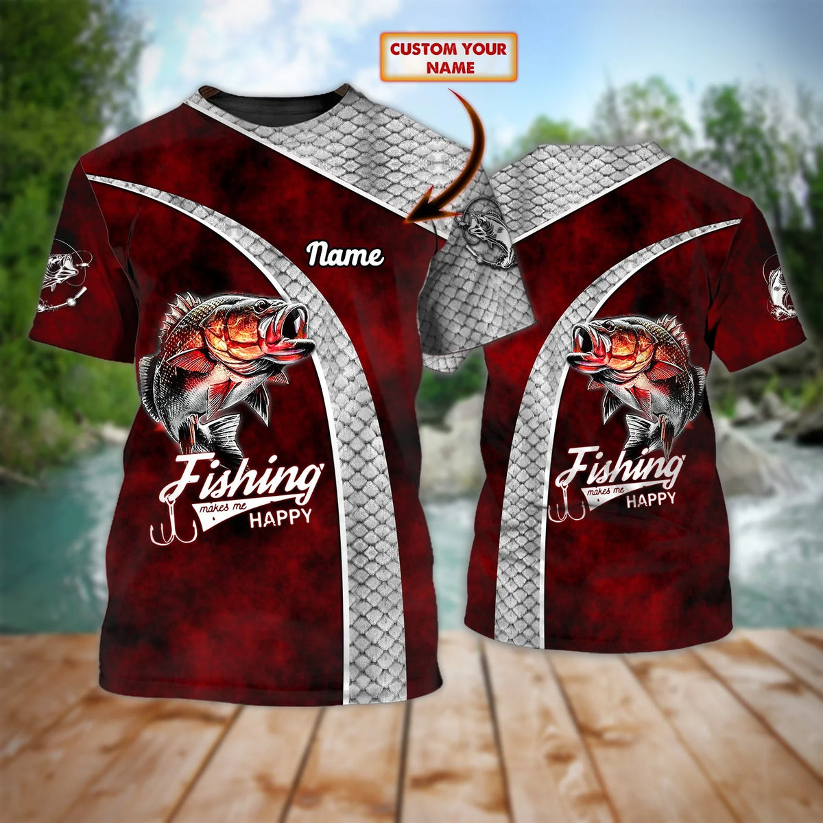 Bass Fishing 03 - Personalized Name 3D Tshirt - 180 FISH0213