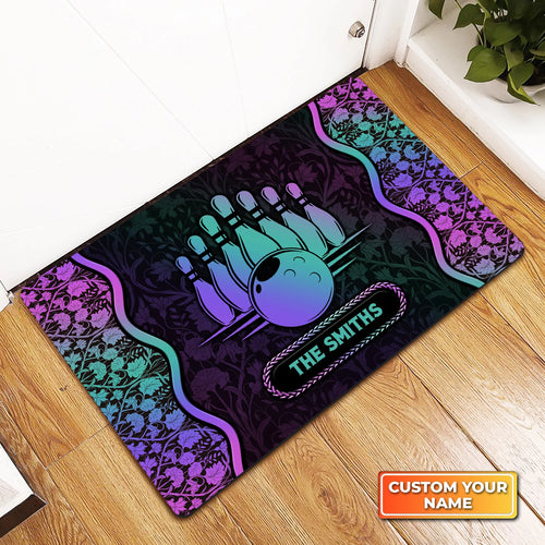 The Bowling Holo Graphic Pattern Personalized Doormat Gift For Bowler ORN0122